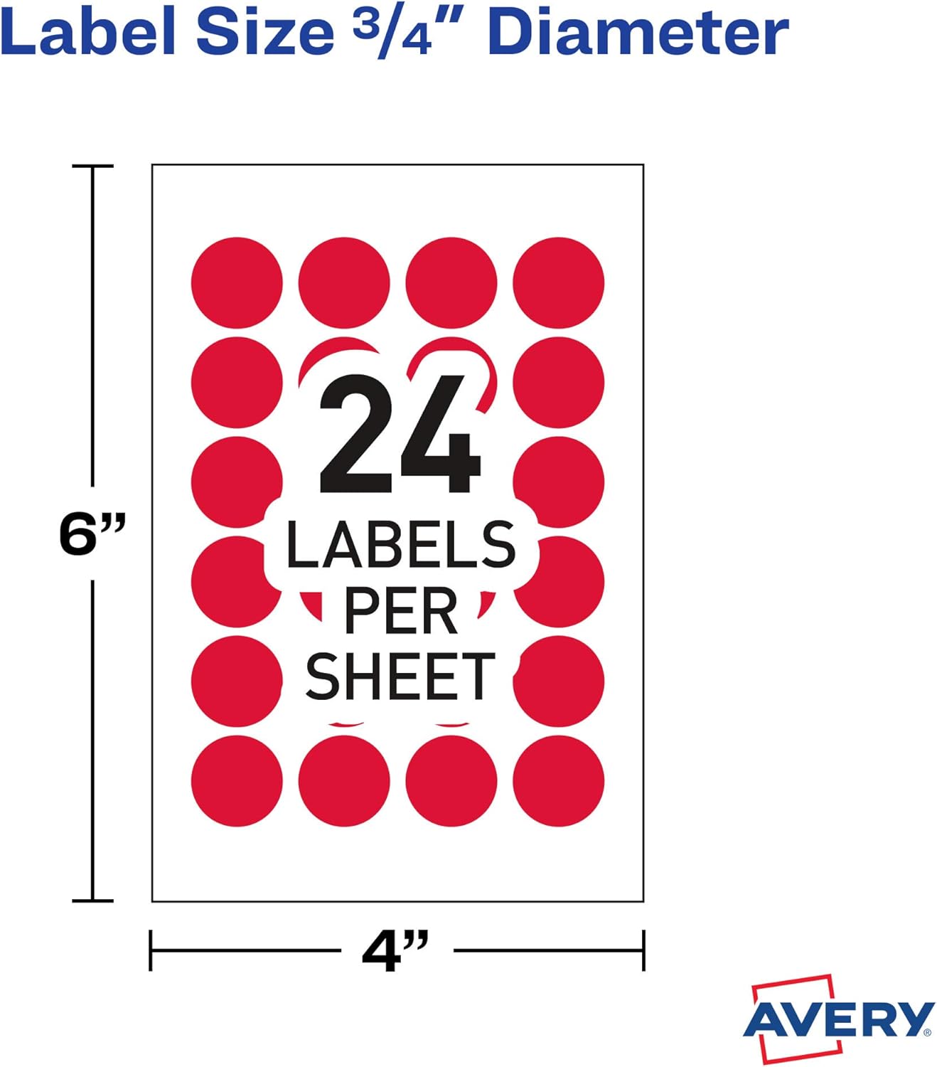 Buy Avery Round Color Coding Labels, Removable Adhesive, Red, 0.75, 3