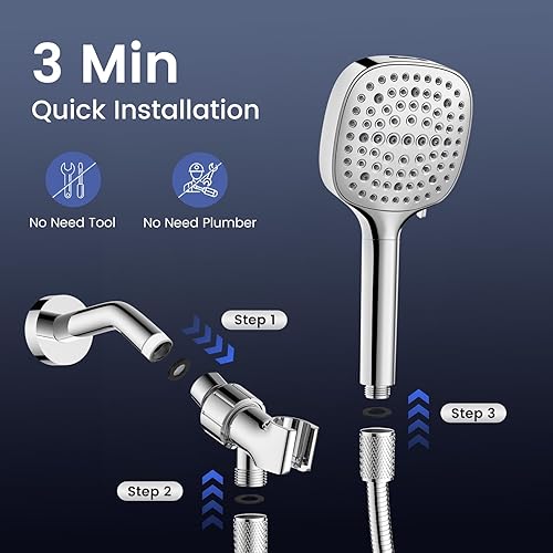 Miniatura 7 de Cabezal de ducha filtrado con portátil, cabezal de ducha de alta presión con 7 pulverizadores con filtros, cabezales de ducha desmontables, filtros