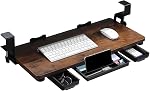 Porte-clés sous le bureau avec tiroir,26.77" X 11.81" Plateau de clavier avec montage à pince C, facile à installer, réglable en hauteur pour le bureau d'accueil (noir)