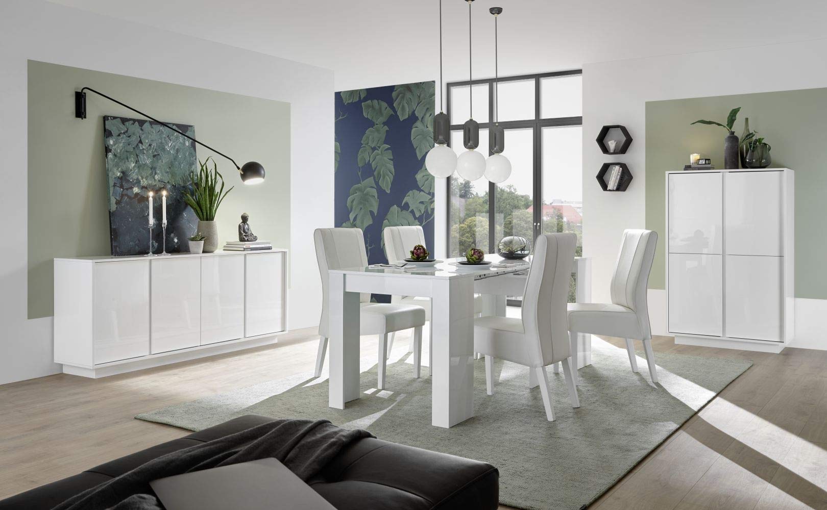 Web Convenienza Madia con 4 Ante Made in Italy – Credenza Contenitore Collezione Ice per Soggiorno Cucina Ingresso Sala da Pranzo Mobile Design Moderno Originale Bianco Laccato Lucido
