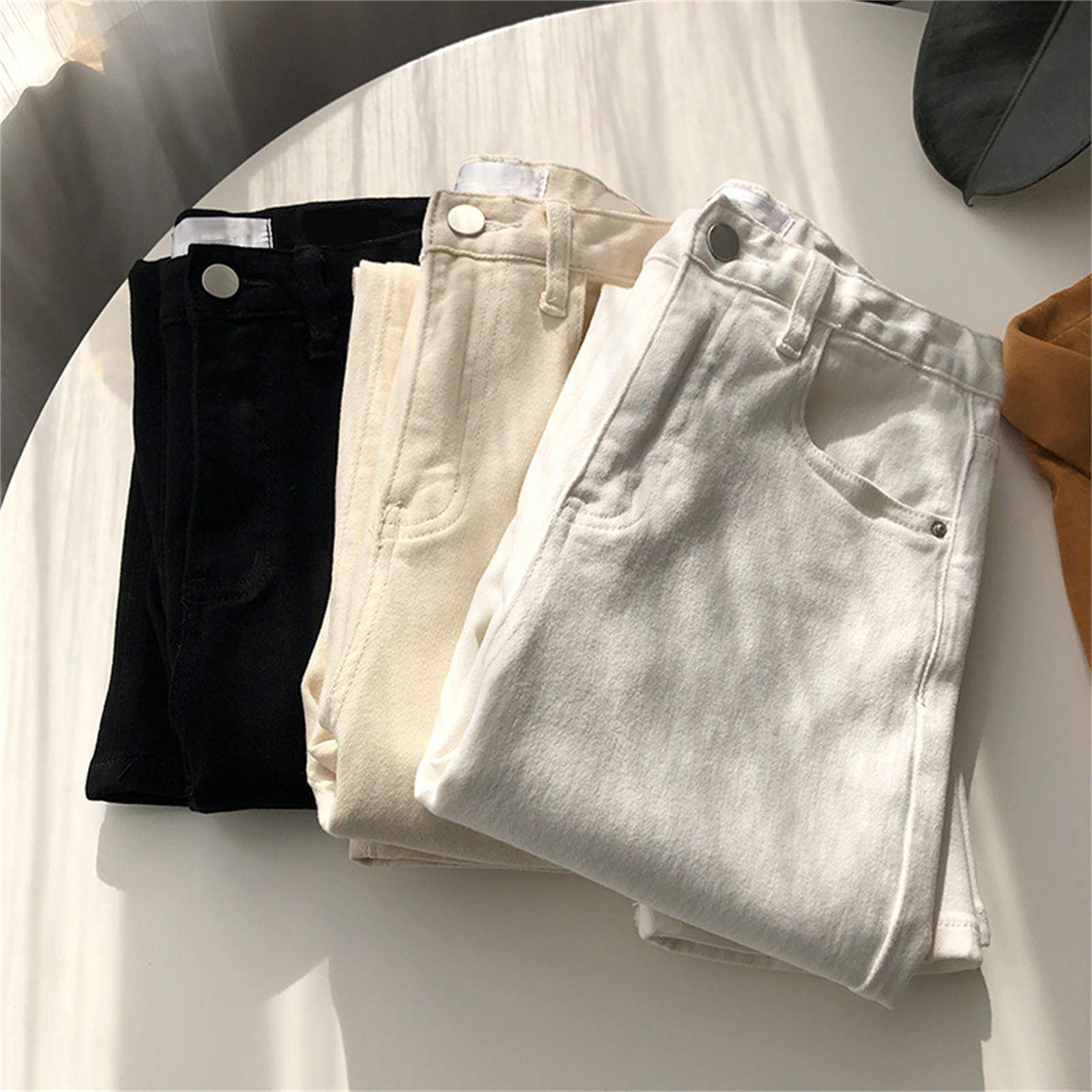 UKKO Jeans da Donna Jeans Bianchi per Donne in Vita Mamma Jeans Jeans Primavera Plus Size Jeans Donne Nere