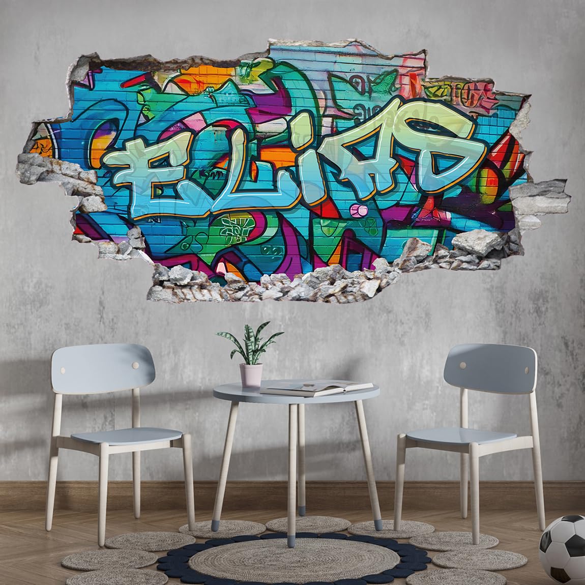 tjapalo® p64 3D Wandtattoo Graffiti Name Wandtattoo Kinderzimmer Junge Teenager Cooles wandtattoo Cool Wandsticker jungenzimmer jungs, Größe: B100xH58cm