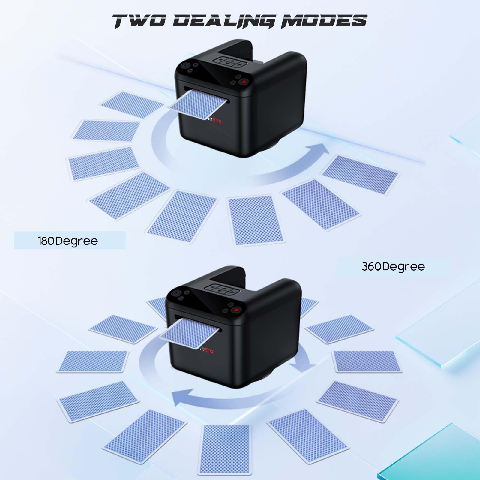 ShuffleBox D1 Distributeur de cartes rechargeable avec télécommandes, prend en charge 1 à 3 jeux de cartes, jeux de poker