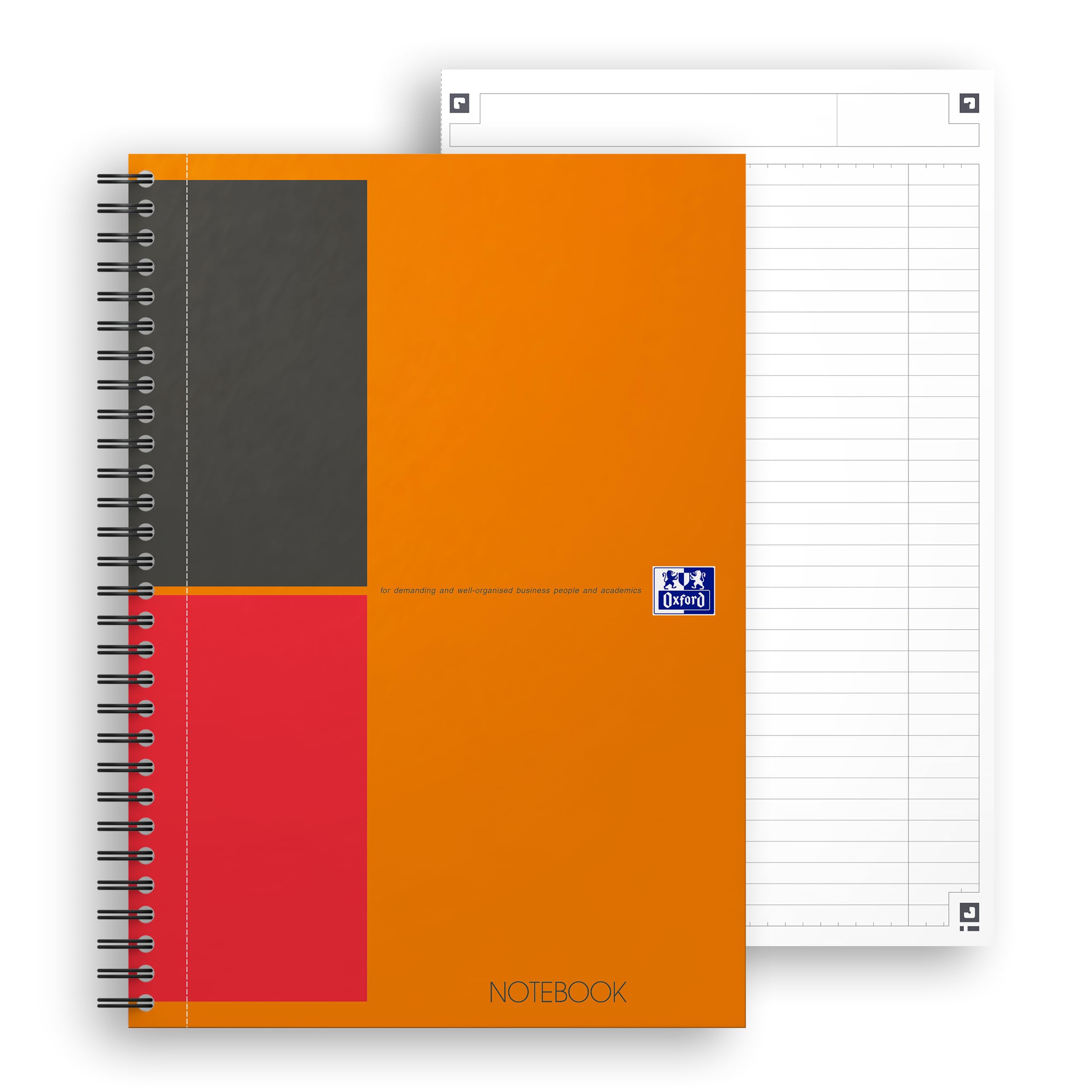 Oxford Cahier International Notebook B5 Ligné 6mm 160 Pages Reliure Intégrale Couverture Carte Orange (Lot de 5)