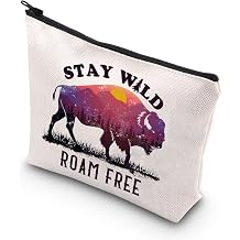 BDPWSS Buffalo Gift Bison Themed Gift Stay Wild Roam Free Buffalo Lover Makeup Bag Wild West Gift Nature Lover Gift Stay roam free