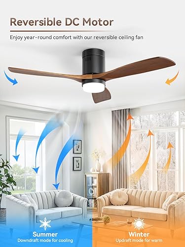 Miniatura 5 de Sofucor Ventilador de techo empotrado de 52 pulgadas, sin luz ni control remoto, ventiladores de techo interiores para exteriores sin luz, ahorro de