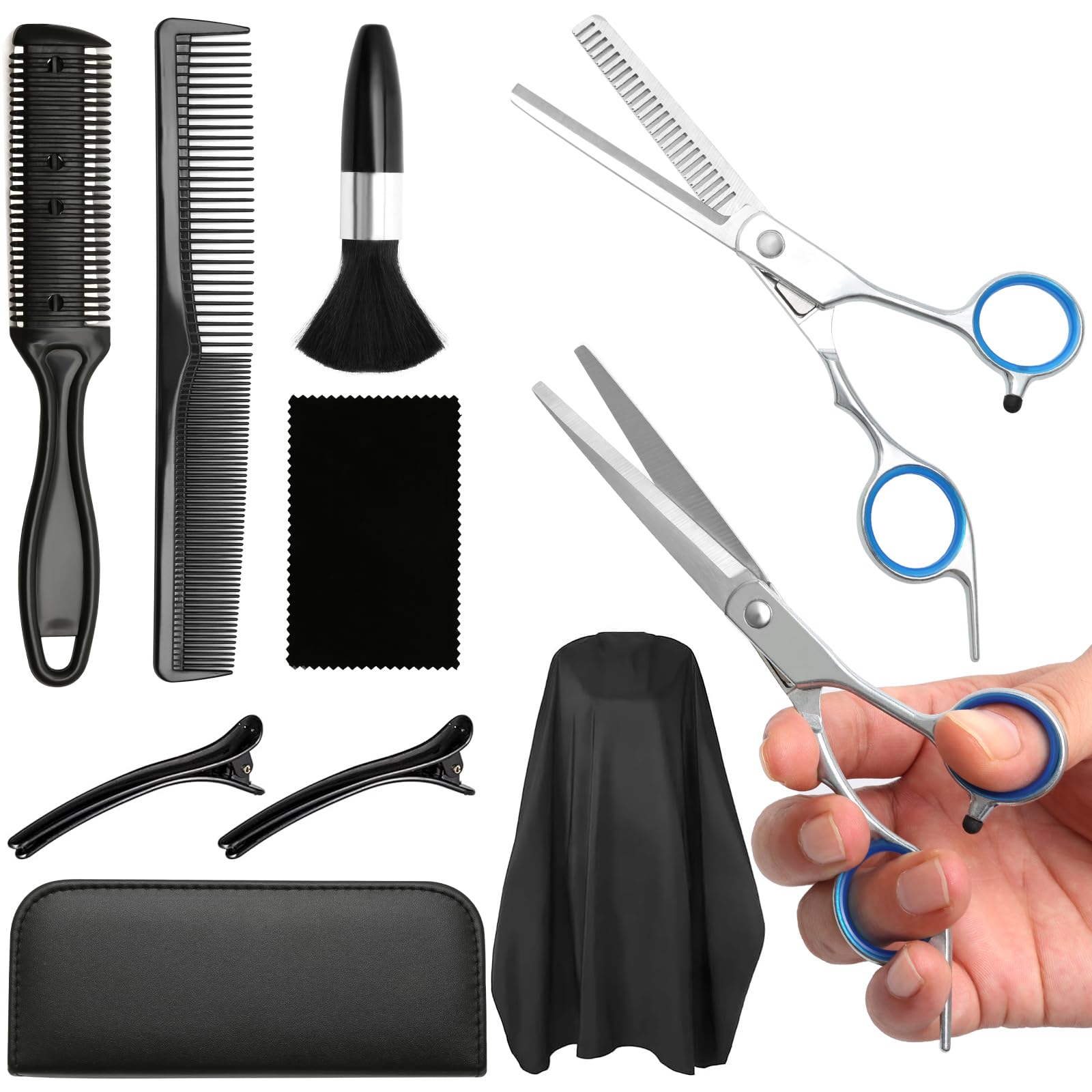 Kit de Tijeras Peluqueria Profesional 10 en 1, Tijeras de Peluqueria 6 Pulgadas con Peine e Capa Peluqueria, Tijeras Cortar Pelo para Mujeres, Niños, Peluqueros