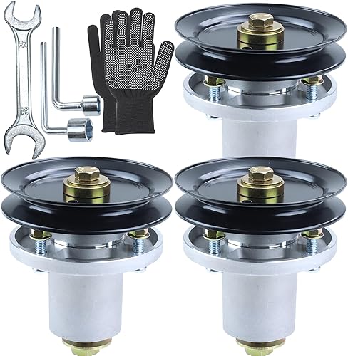 Paquete de 3 husillos 607418 con polea 604664 que sustituyen a Hustler 607418 husillo 607418, 601804 Hustler 601804 Conjunto de husillo, Hustler