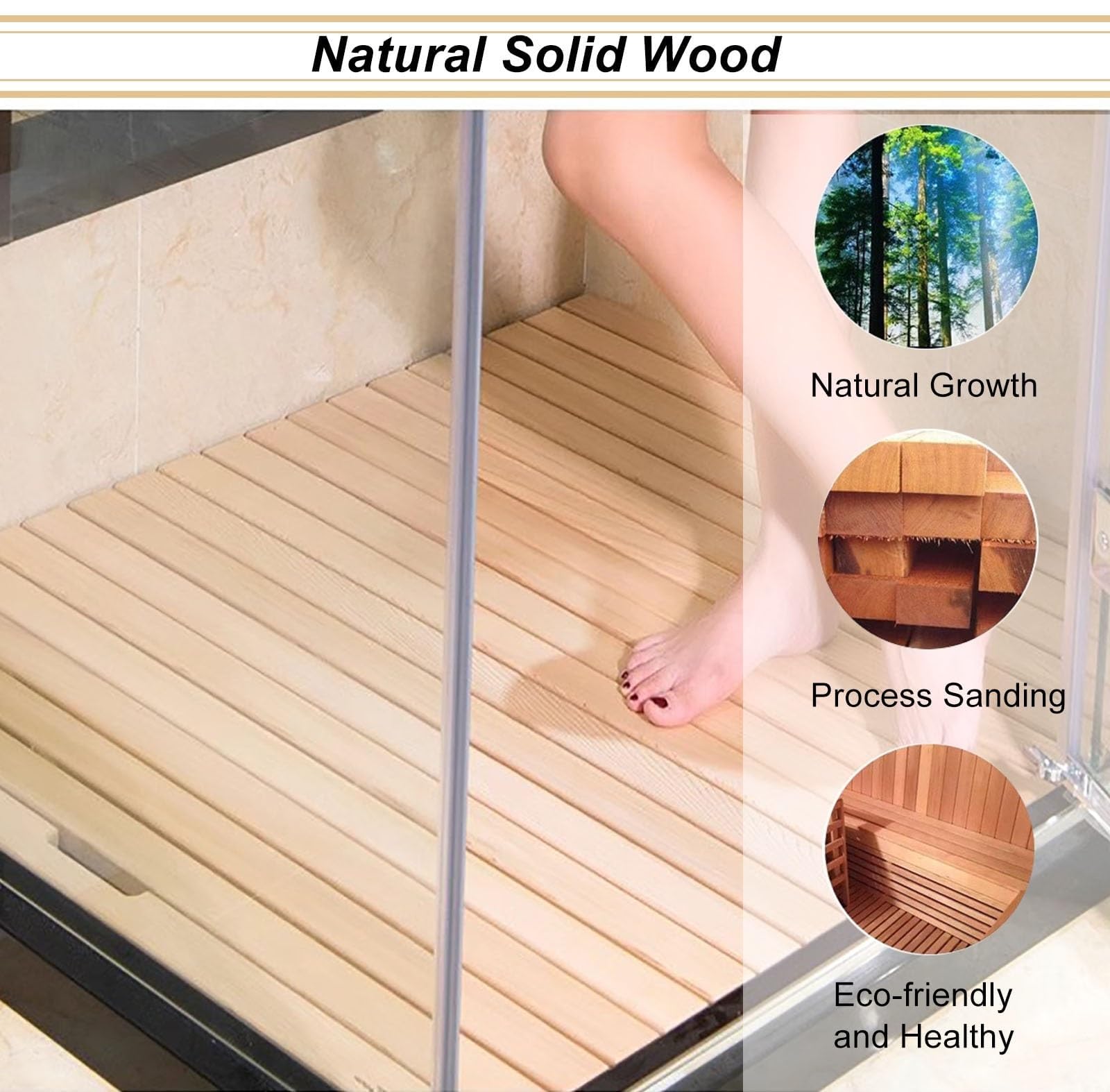 AEDNX 20 24 26 30 32 36 40 44 Inch Teak Wood Shower Mat for Indoor/Outdoor Shower, Large Non-Slip Wooden Shower Mat with Non-Slip Feet?Customizable Size(20x40in(50x102cm)
