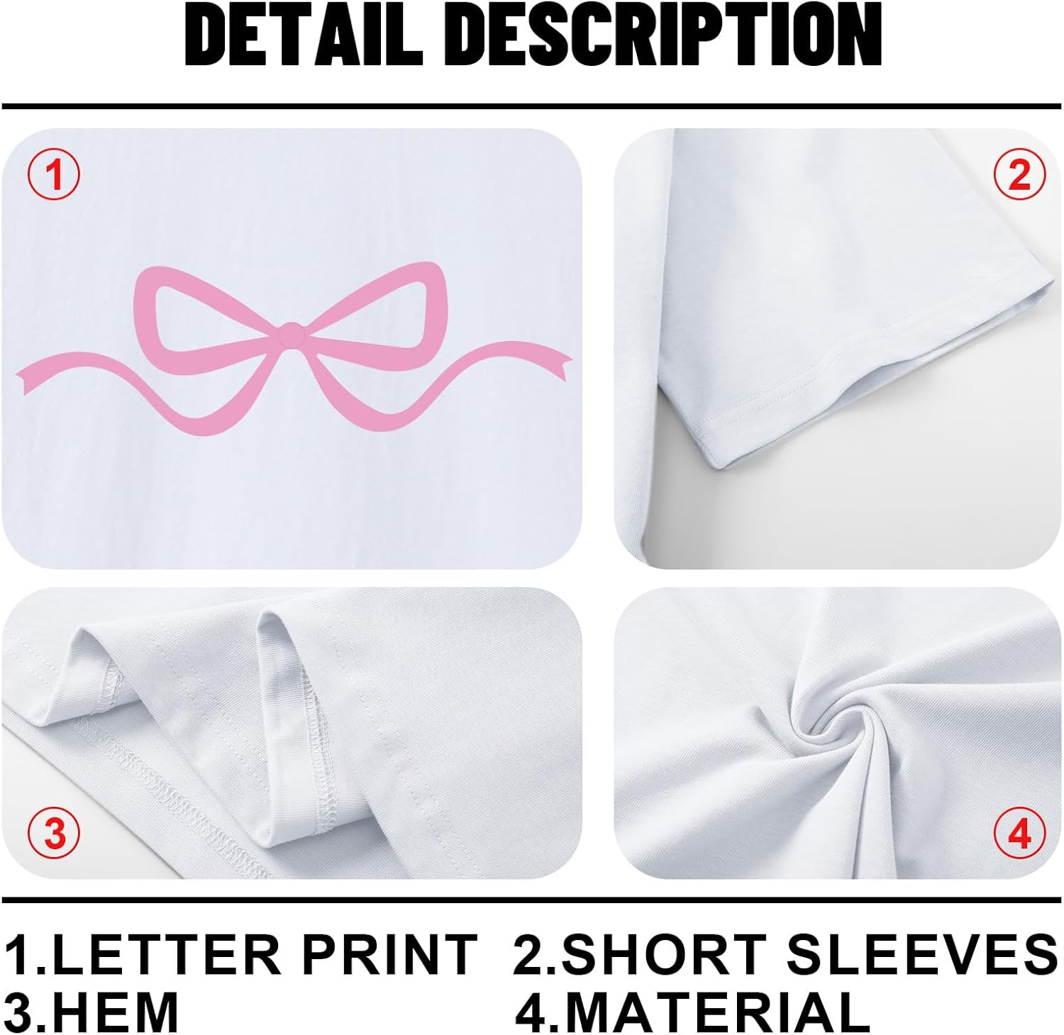 Womens Bow Coquette Shirt Clean Girl Aesthetic Graphic Tees Cute Pink Bow Shirts for Teens Trendy Oversized Tops - Image 6