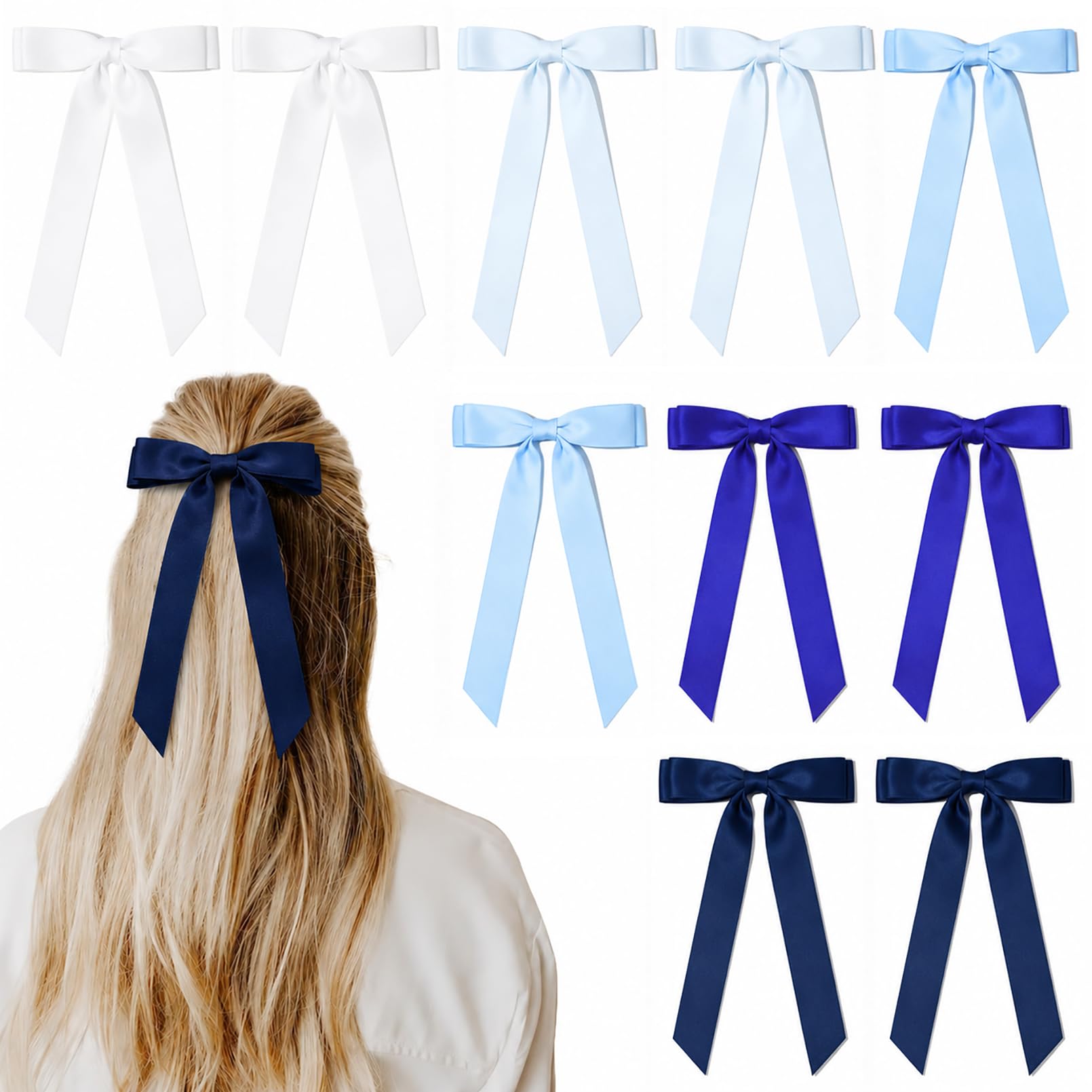 Silky Satin Hair Bows - Cute Hair Clips for Girls & Women -8