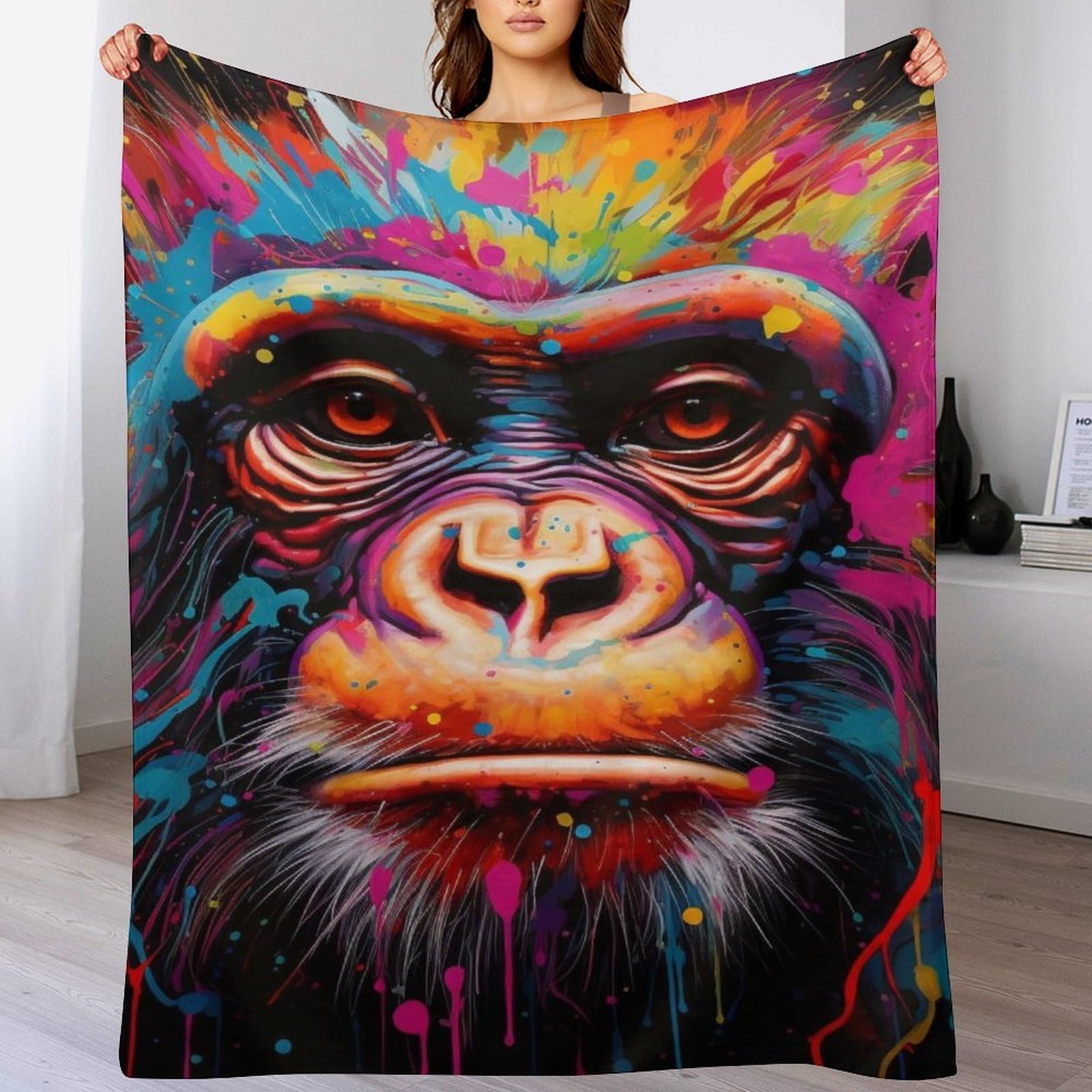 Manta de mono de franela suave para sofá y sillón de 130x150 cm