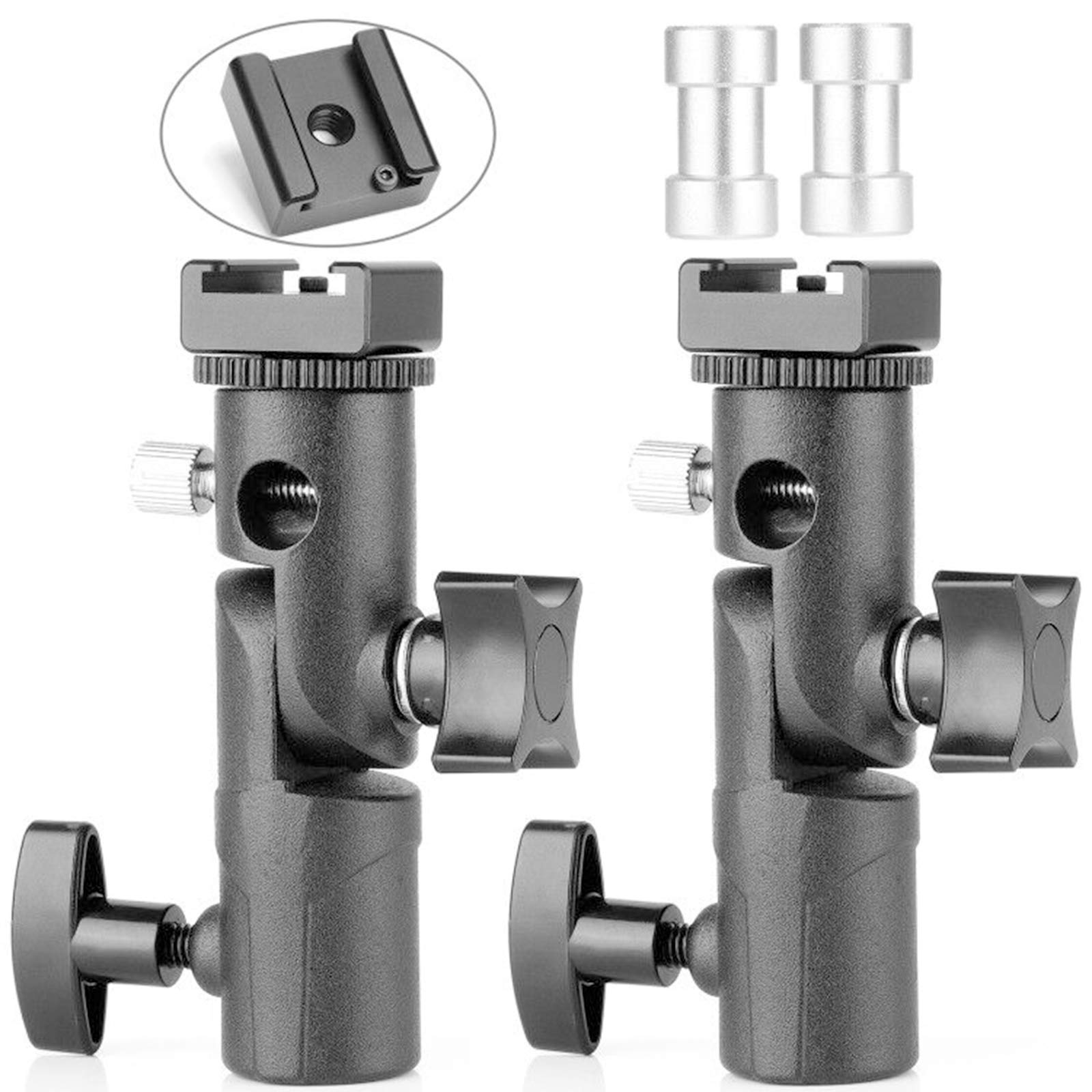 ChromLives – Set Di 2 Staffe Per Flash E Fotocamera A Doppio Supporto – Girevole Con Viti 1/4 E 3/8, Regolabile Da 4 A 18 Cm