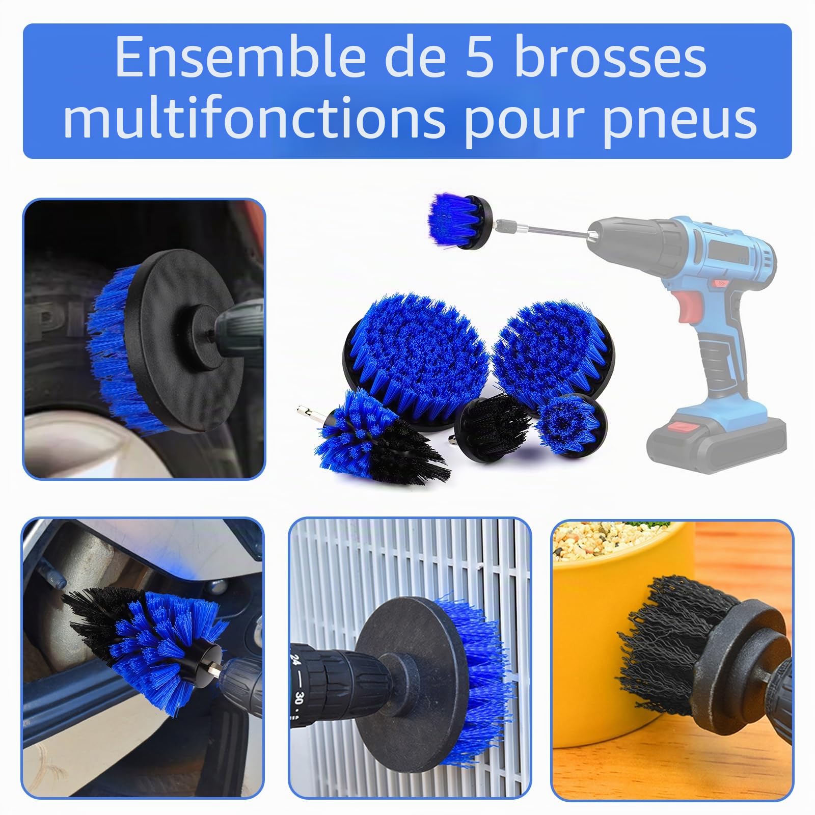 GES Kits de Nettoyage de Voiture, kit de Nettoyage de Voiture 30 pièces, kit de Lavage de Voiture pour Roues, intérieur, extérieur, Cuir, aérations et Nettoyage du Tableau de Bord (Bleu)