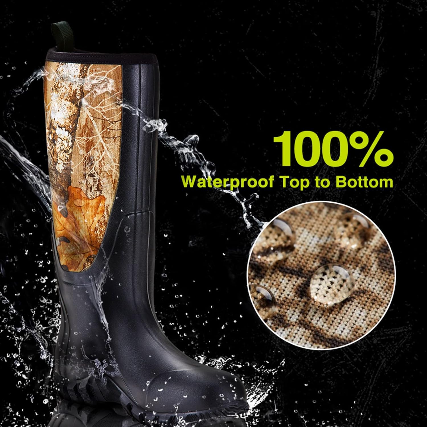 TIDEWE Rubber Boots for Men Multi-Season, Waterproof Rain Boots with Steel Shank, 6mm Neoprene Durable Rubber Outdoor Hunting Boots (Black, Brown & Realtree Edge Camo) : Clothing, Shoes & Jewelry