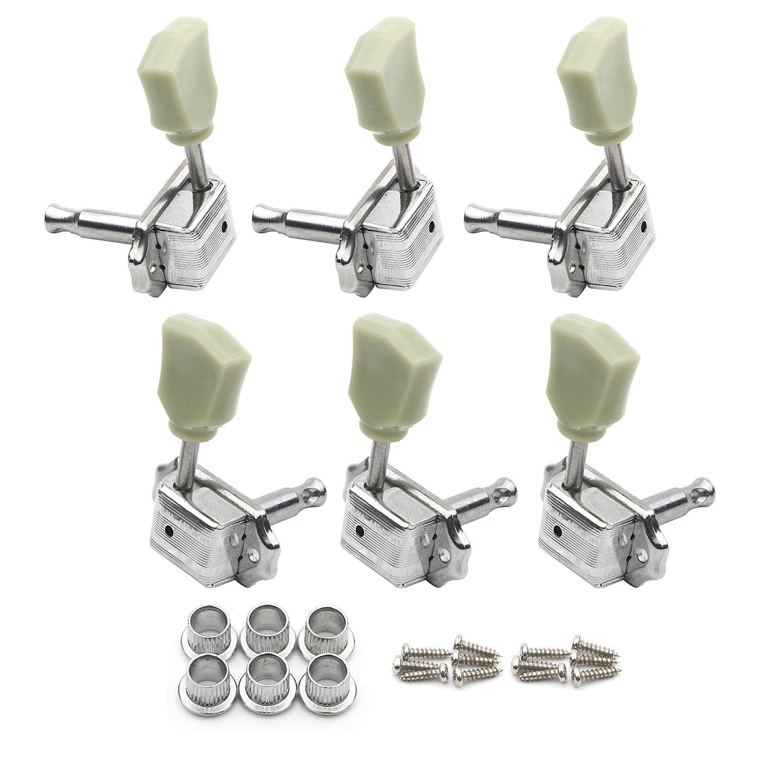 Swhmc 3R3L Green Tulip Button Machine Heads Vintage Style Guitar Tuning Pegs Tunner Machine Heads Tuning Pegs Tunner