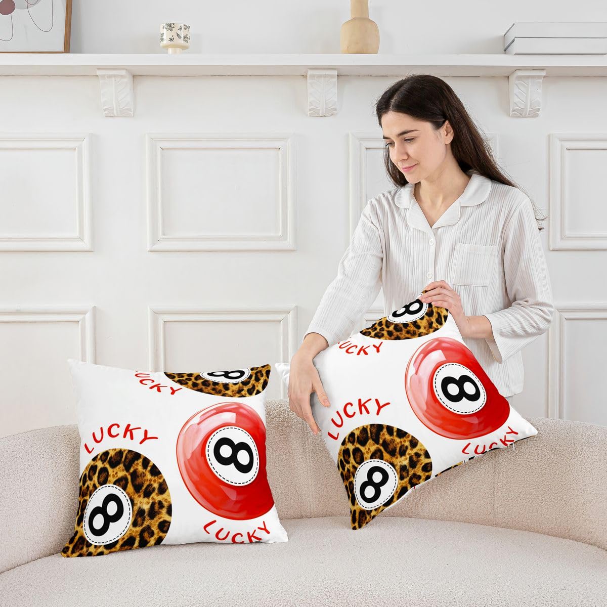 Homewish Cheetah 2000S - Juego de 4 fundas rojas con estampado de guepardo (50 x 50 pulgadas)