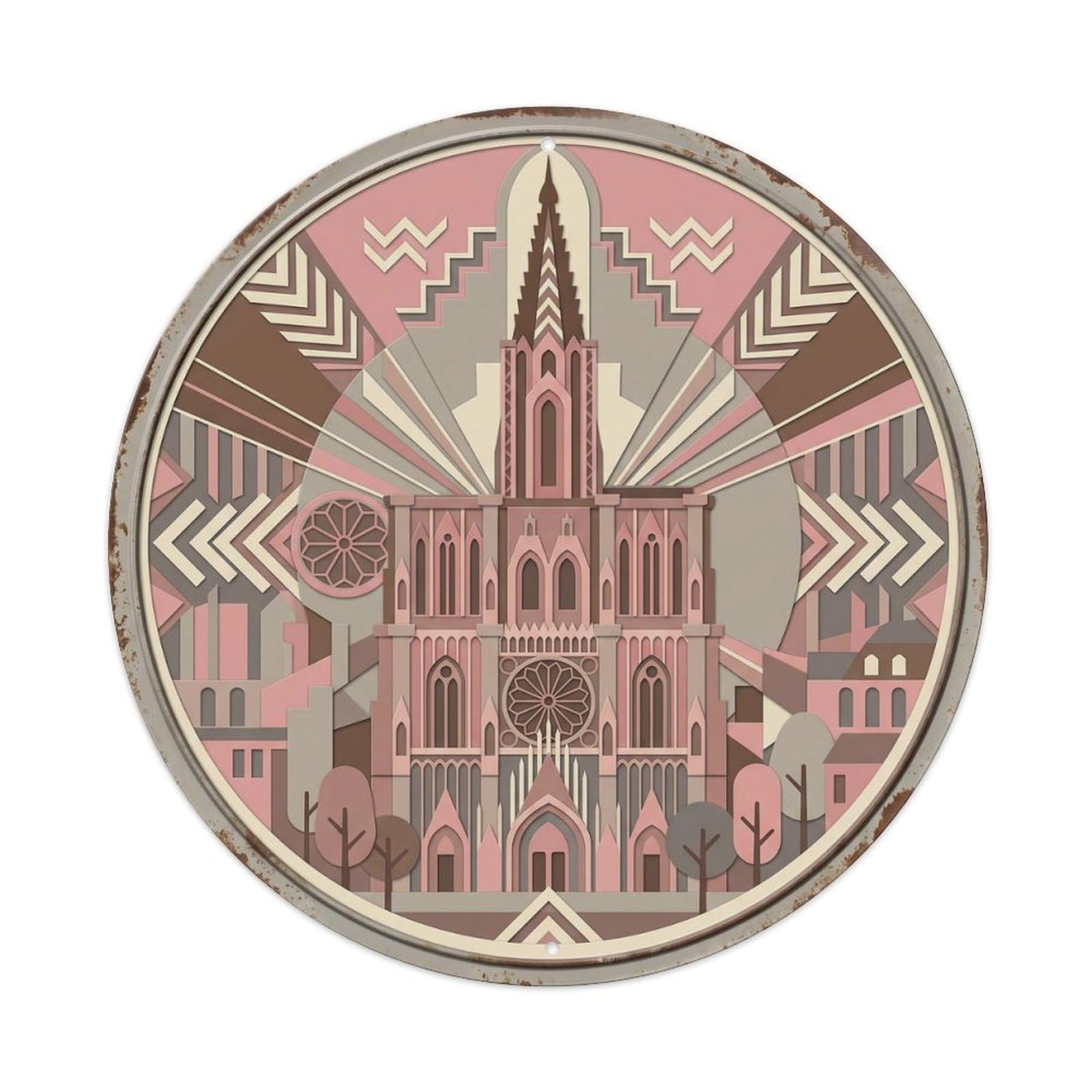 Strasbourg Layered Cathedral Travel Metal Tin Sign