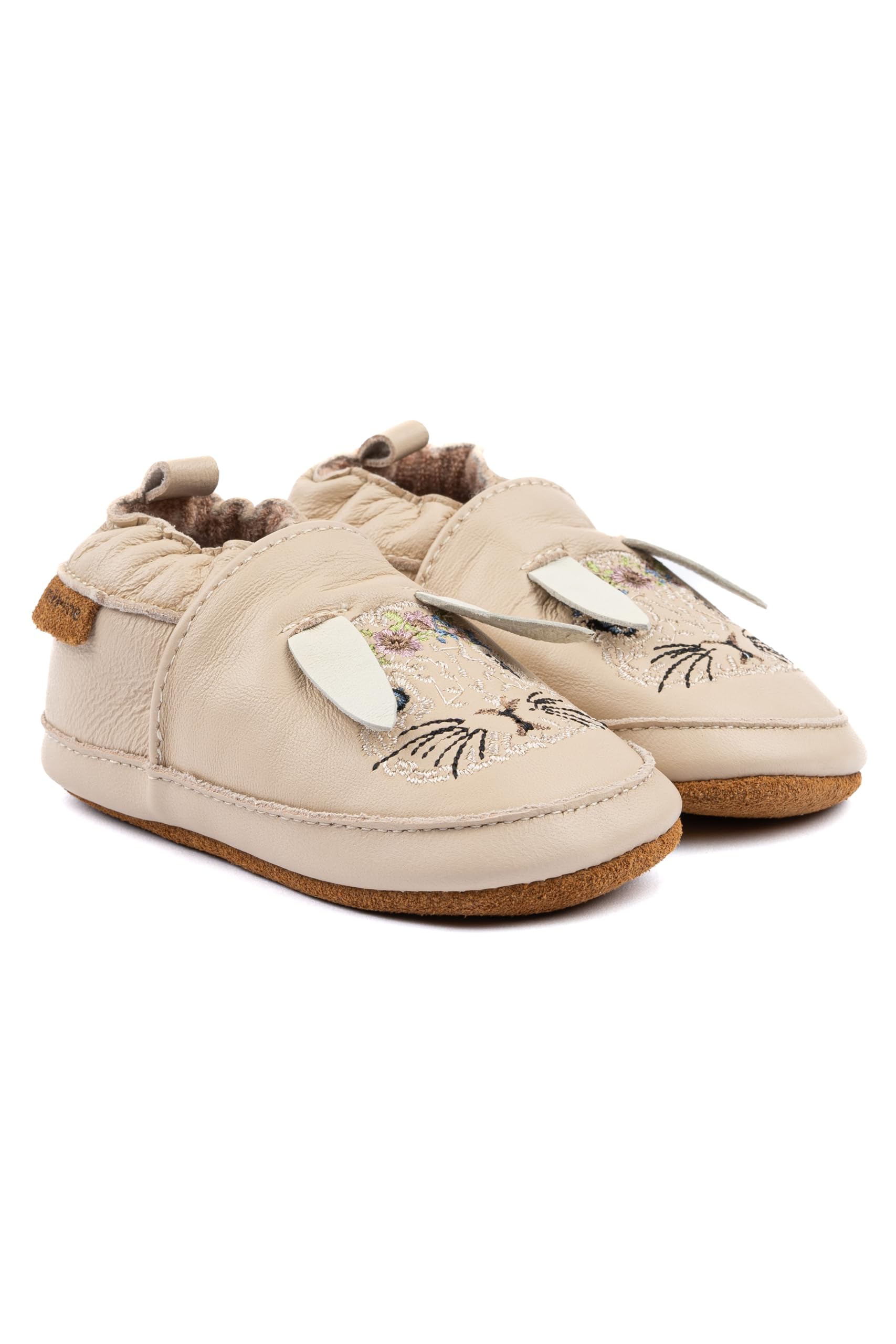 Mikk-line Baby Krabbelschuhe – Weiche Lauflernschuhe aus Leder mit rutschfester Wildledersohle – Bedruckte Hausschuhe mit Tiermotiv & Leinenfutter für Jungen & Mädchen – Perfekt für 0-48 Monate