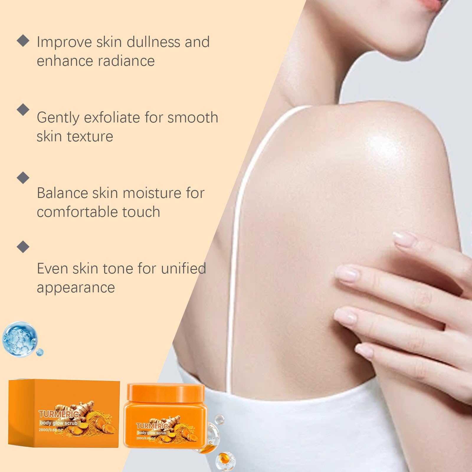 Scrub Corporale Esfoliante Con Curcuma, Scrub Idratante Ed Esfoliante, Scrub Per La Pelle Liscia E Ferma - Scrub Esfoliante Per Il Corpo, Idratare, Alleggerire, Lenire E Uniformizzare (5Pz)