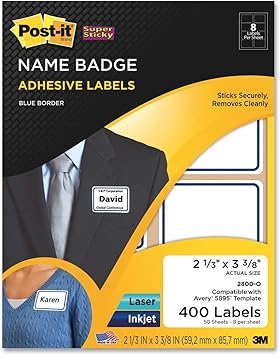 Super sticky name badge labels