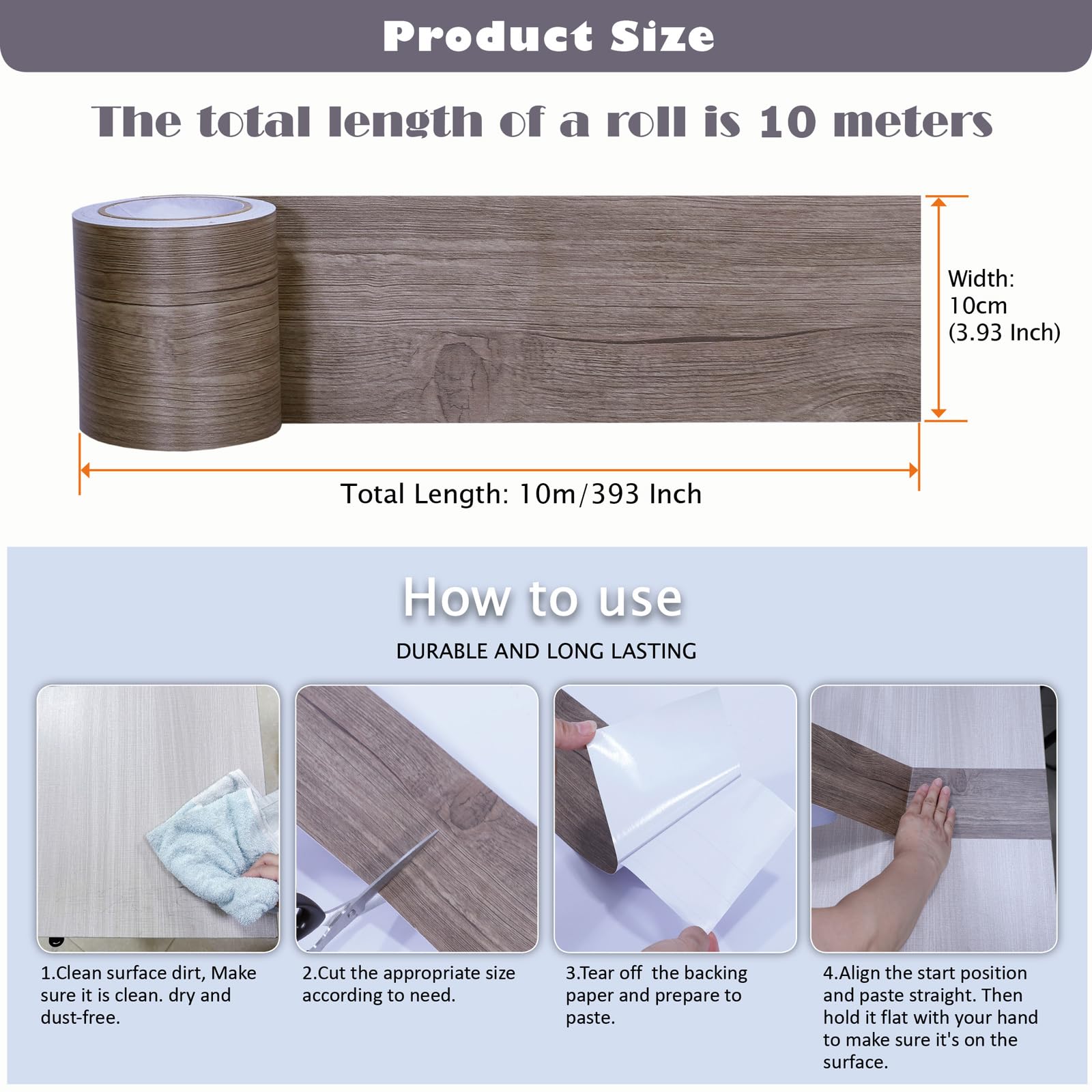 FEILAYS Peel And Stick Wood Grain Wallpaper Border - Waterproof PVC, 1.96" X 393" (Willow Wood) 10 thumbnail image