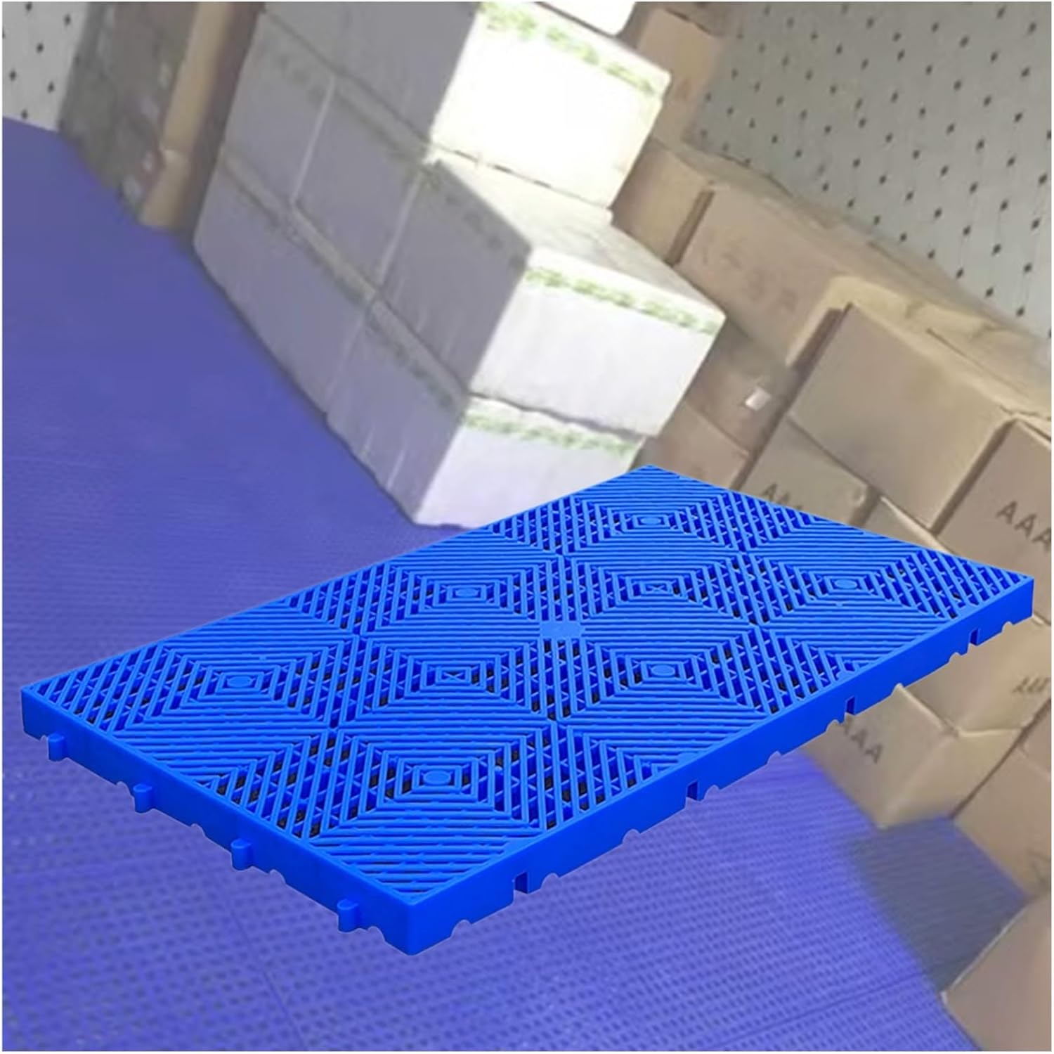Plastic Logistics pallets， Warehouse Storage Lightweight Floor Plastic Pallets, Breathable Grid Tray Pad Board, Modular HDPE Non Silde Display Article Rack(Blue 39.4x23.6x2in,10pcs)