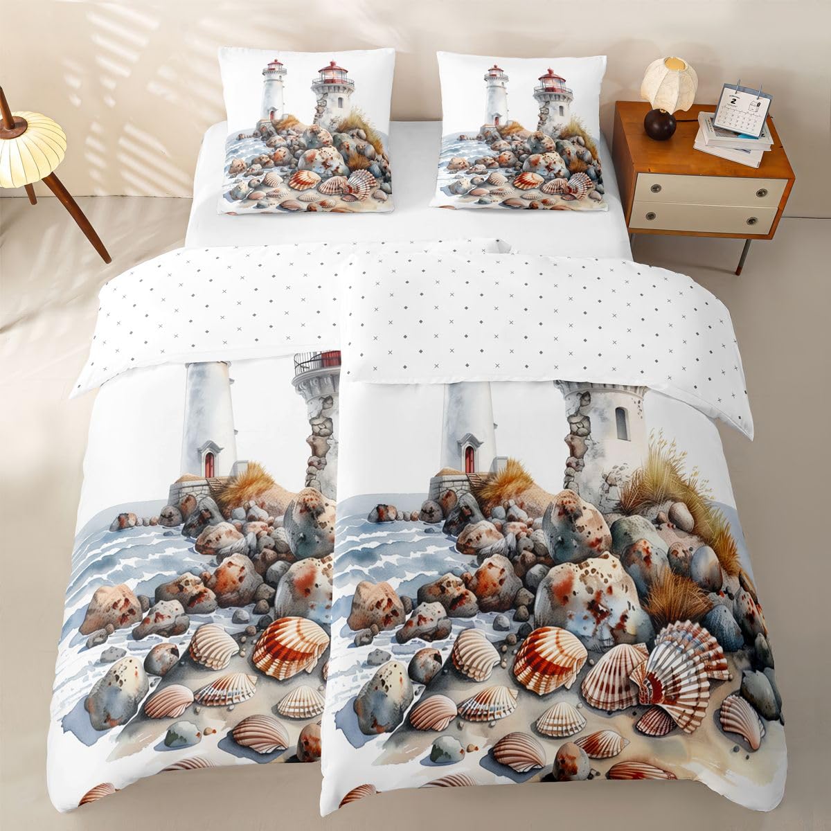 Homewish Roter Leuchtturm Bettwäsche 135x200 4teilig Mikrofaser