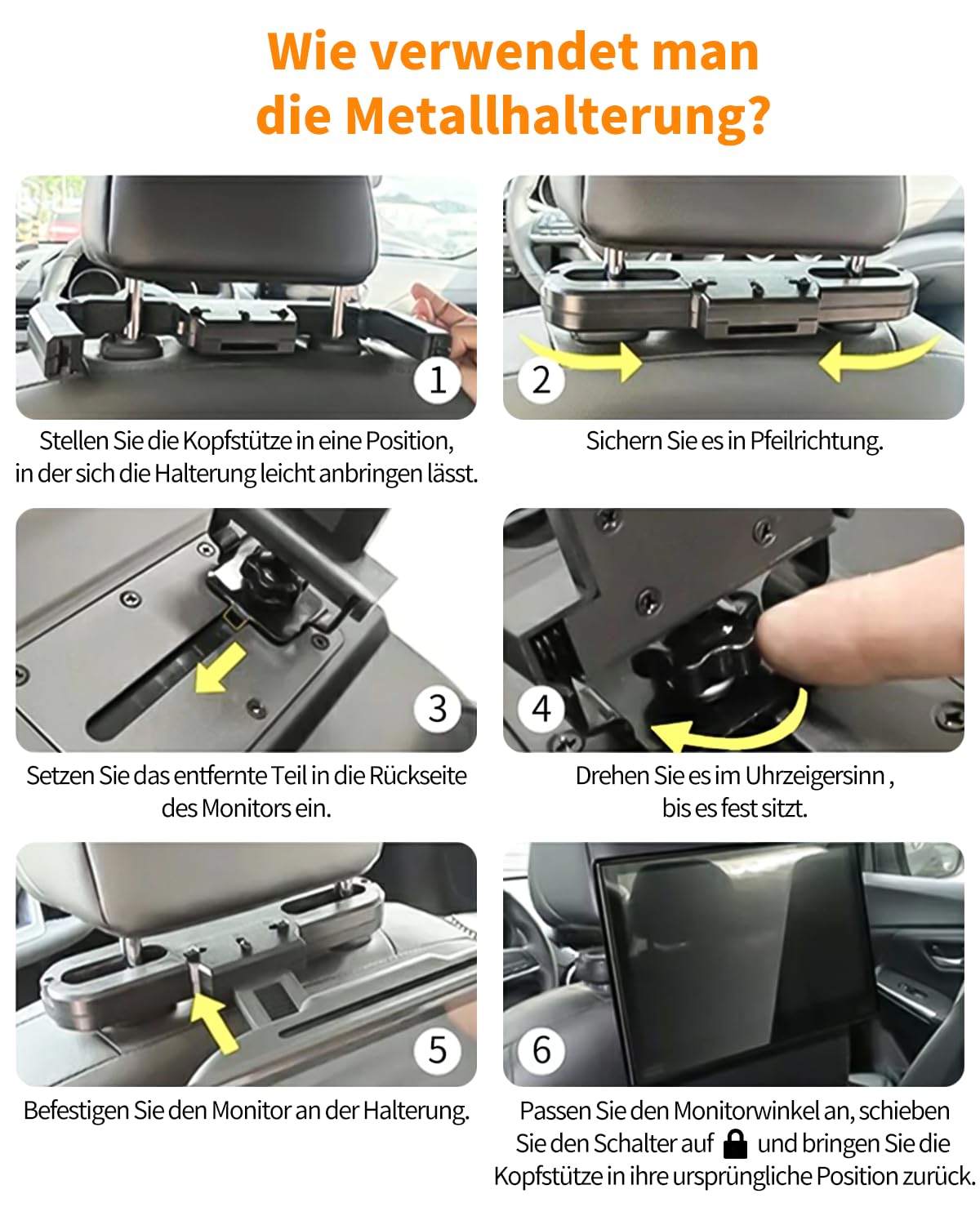 10,1" DVD Player Auto mit HDMI-Eingang, Tragbarer Auto DVD-Player mit Kopfstützenhalterung, Disc-Eingang mit Saugnapf, Unterstützt Letzter Speicher, USB/TF-Karte