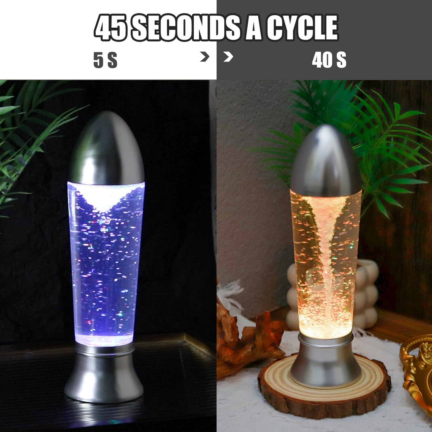 YAKii 10.5" Tornado Lamp LED Color Changing Table Lamp,Tornado Maker Science Toy, Battery/USB Cable Operated,Christmas Day Decoration Matte Silver