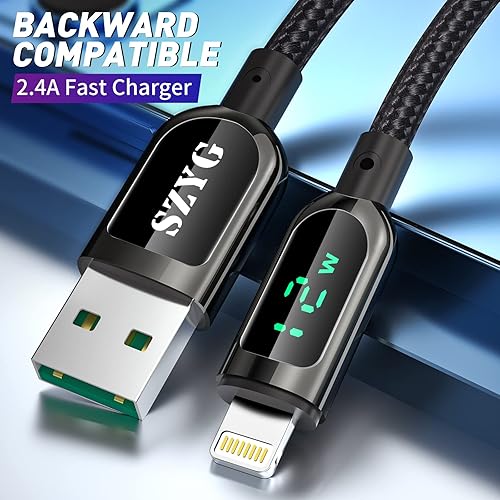 Miniatura 7 de AICase Cable USB C a L, cable de sincronización de carga de 16 pies con pantalla LED compatible con iPhone 14 13 13 Pro 12 Pro Max 12 11 X XS XR 8