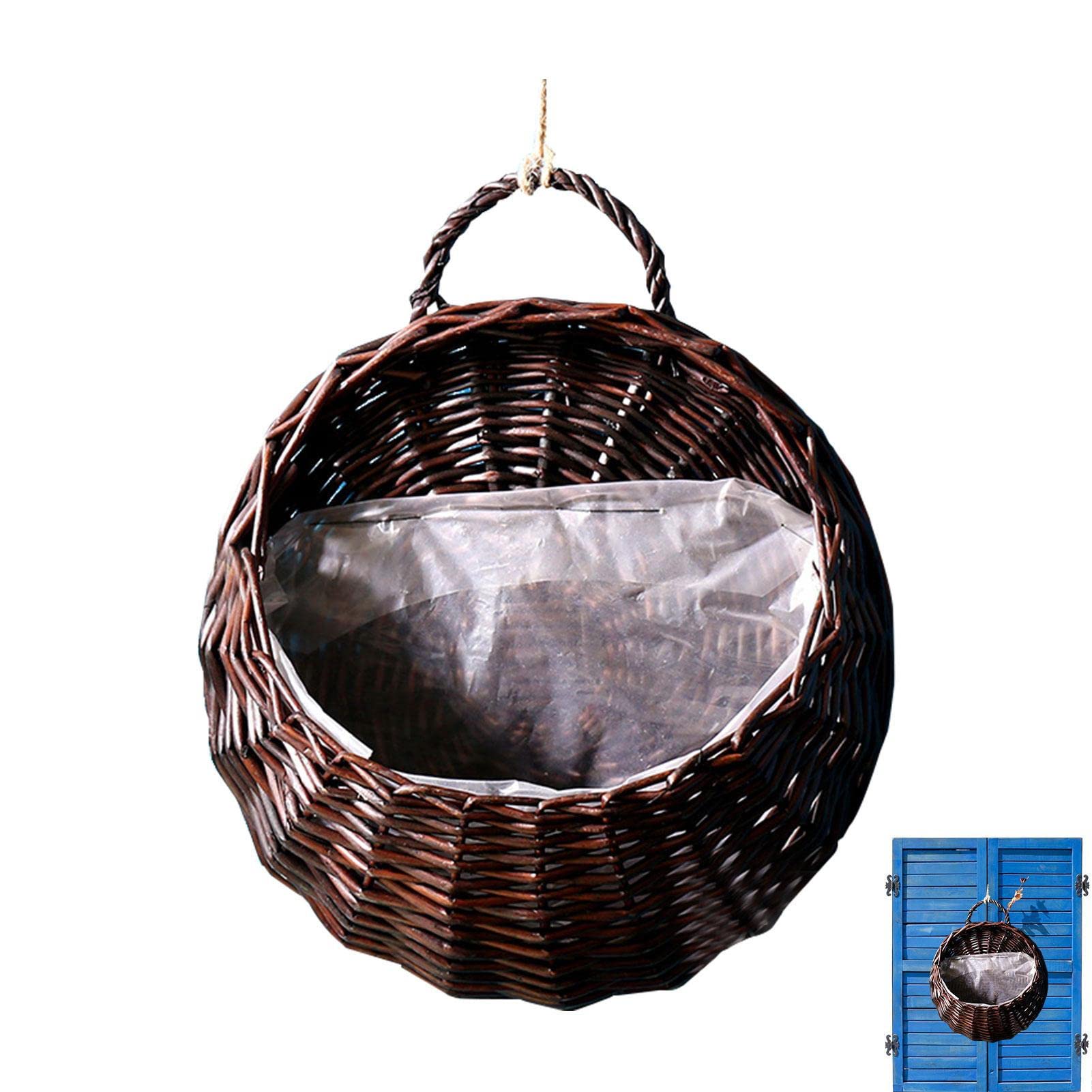 Rattan Wicker Flowers - Handmade Wicker - Hanging Baskets Wall for Indoor Plants, Wall Decorations for Home, Garden, Farm