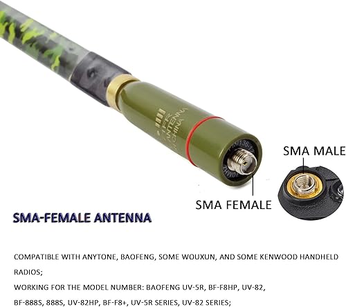 Miniatura 3 de HYS Antena de base hembra SMA de 2M70CM de banda dual VHFUHF (136-174Mhz y 400-470Mhz) Antenas HT para radio Baofeng uv-5r f8hp bf-f8hp WOUXUN