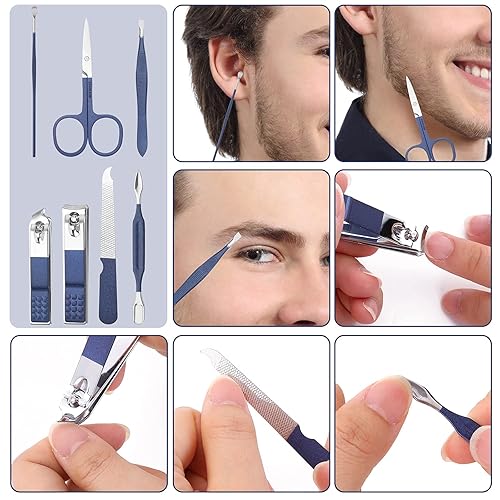 Miniatura 40 de Aceoce Set profesional de aseo de manicura, pedicura con cortaúñas, 18 en 1, de acero inoxidable, Negro Negro y rojo