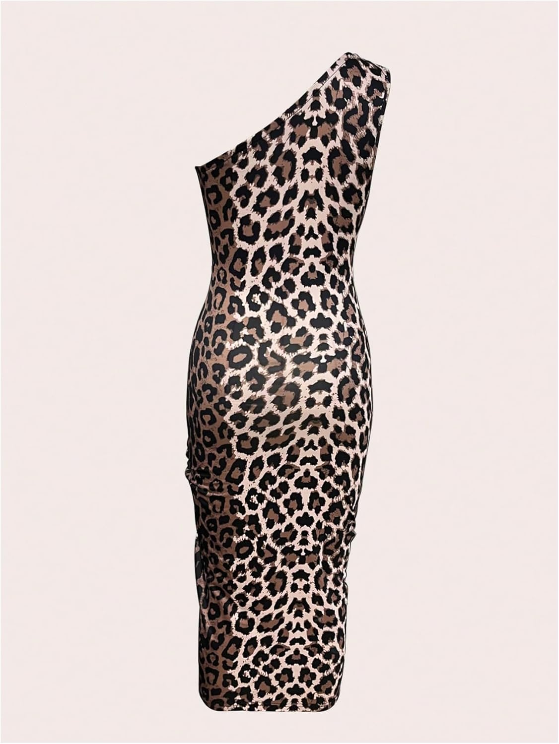 SweatyRocks Women's One Shoulder Leopard Print Midi Dress Sleeveless Split Bodycon Dresses - Image 4