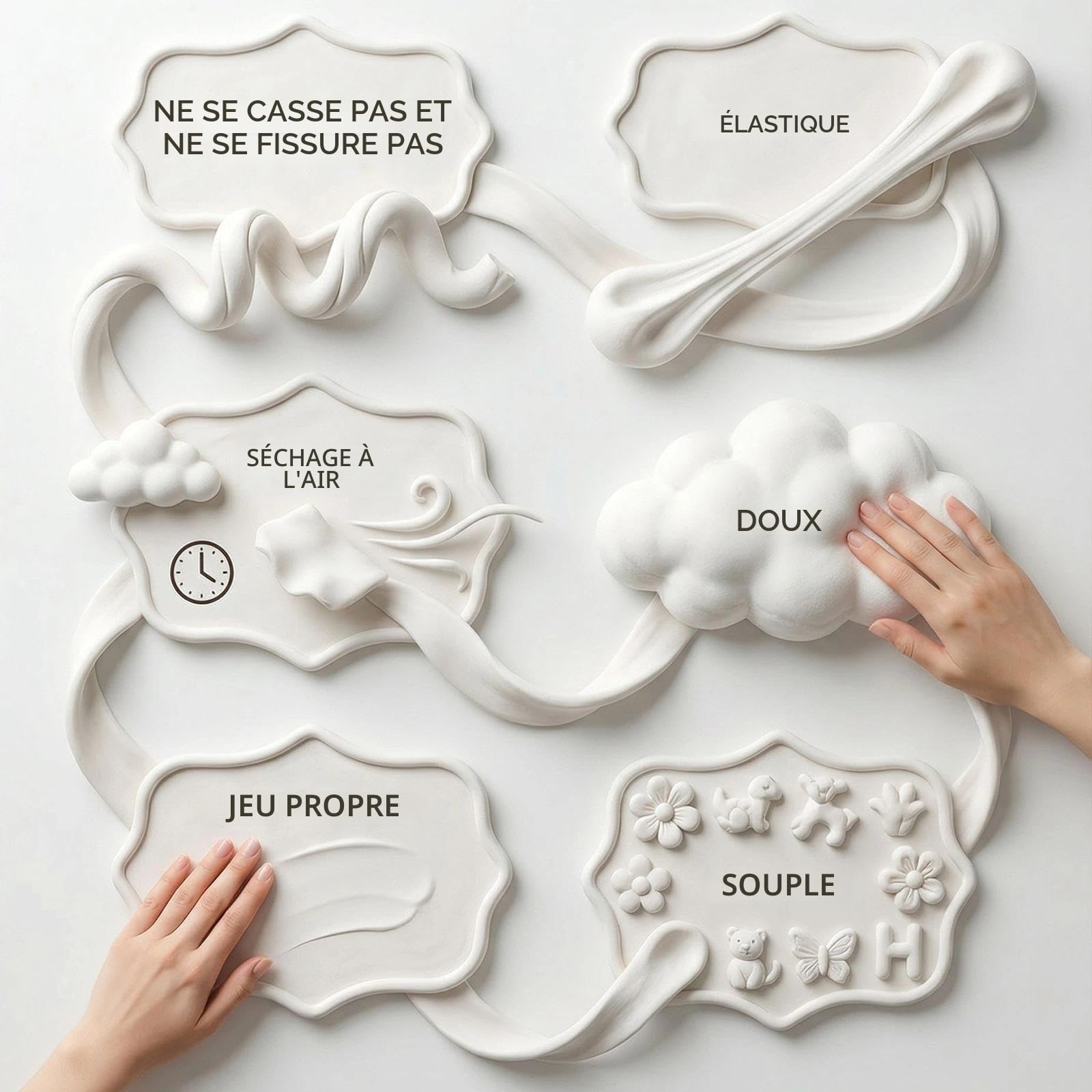 BOHS Pâte à modeler en mousse blanche – Séchage à l'air libre – Idéale pour cosplay, costumes, projets d'art et d'artisanat – 3 lb (1,36 kg)