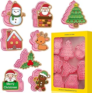 Sponsored Ad - Leesgel Christmas Cookie Cutters, 3D Christmas Holiday Cookie Cutters Shapes with Santa/Xmas Tree/House/Dee...