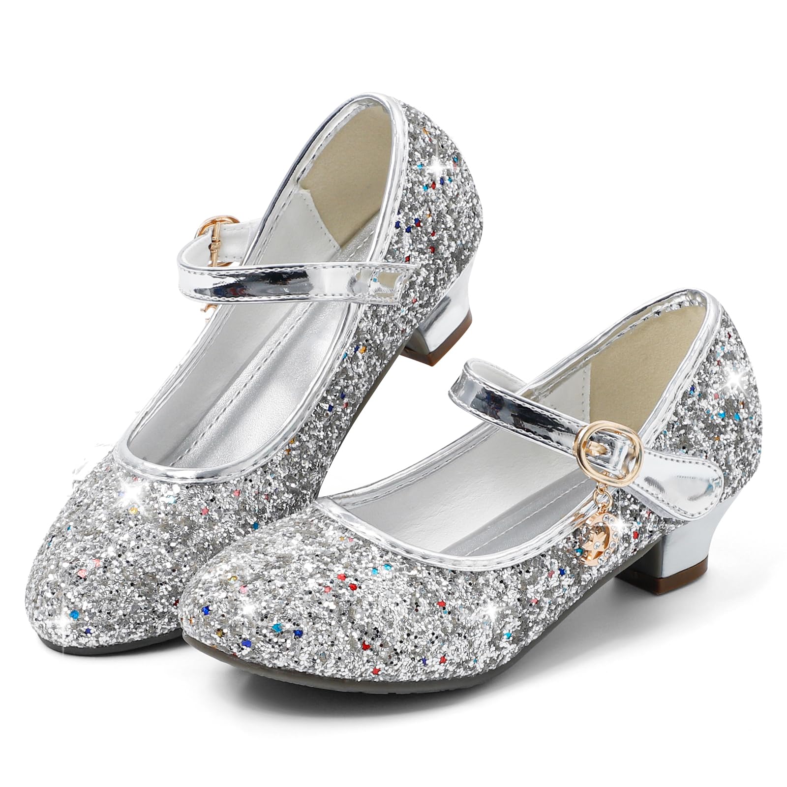 5-10 Año Zapatos Princesa Niñas Brillante de Vestir Bailarinas de Tacones para Fiestas Cumpleaños y Cosplay
