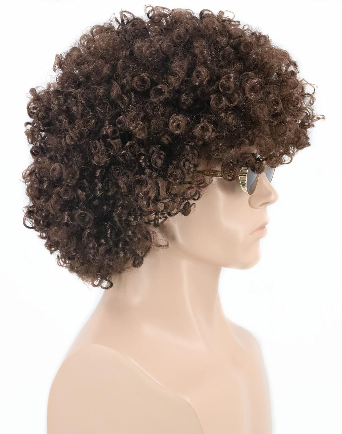 Men's Afro Wig Dark Brown Short Curly Halloween Funny Party Costume Wig