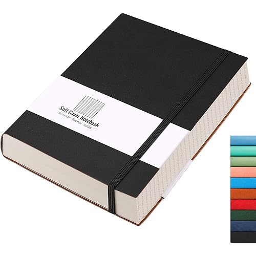 AHGXG Lined Journal Notebook - 320 Numbered Pages Thick Journals for Men, Large B5 College Ruled Notebook for Writing, 100gsm Thick Paper, Leather Softcover, for Women Work School, 7.6'' X 10''-Black