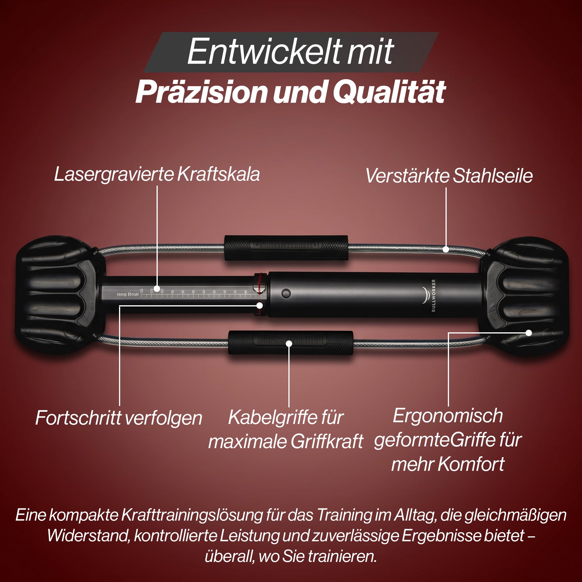Bullworker Stahlbogen 50 cm - Tragbares Heimfitnessgerät & Gerät für isometrische Übungen für Arme, Brust, Rücken, Schultern, Rumpf, Bizeps, Trizeps, Bauchmuskeln - Krafttrainingsgerät