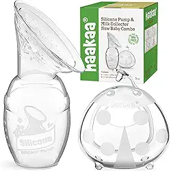 haakaa Bomba de amamentação manual para amamentação 100 ml e coletor de leite de joaninha 70 g/75 ml, silicone de grau alimentício