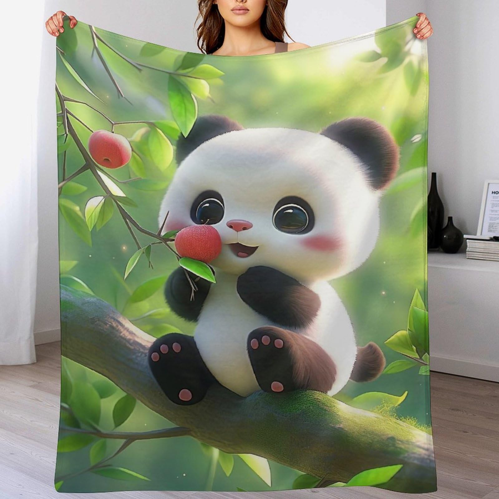 Couverture polaire confortable panda pour des soirées cocooning sur le canapé