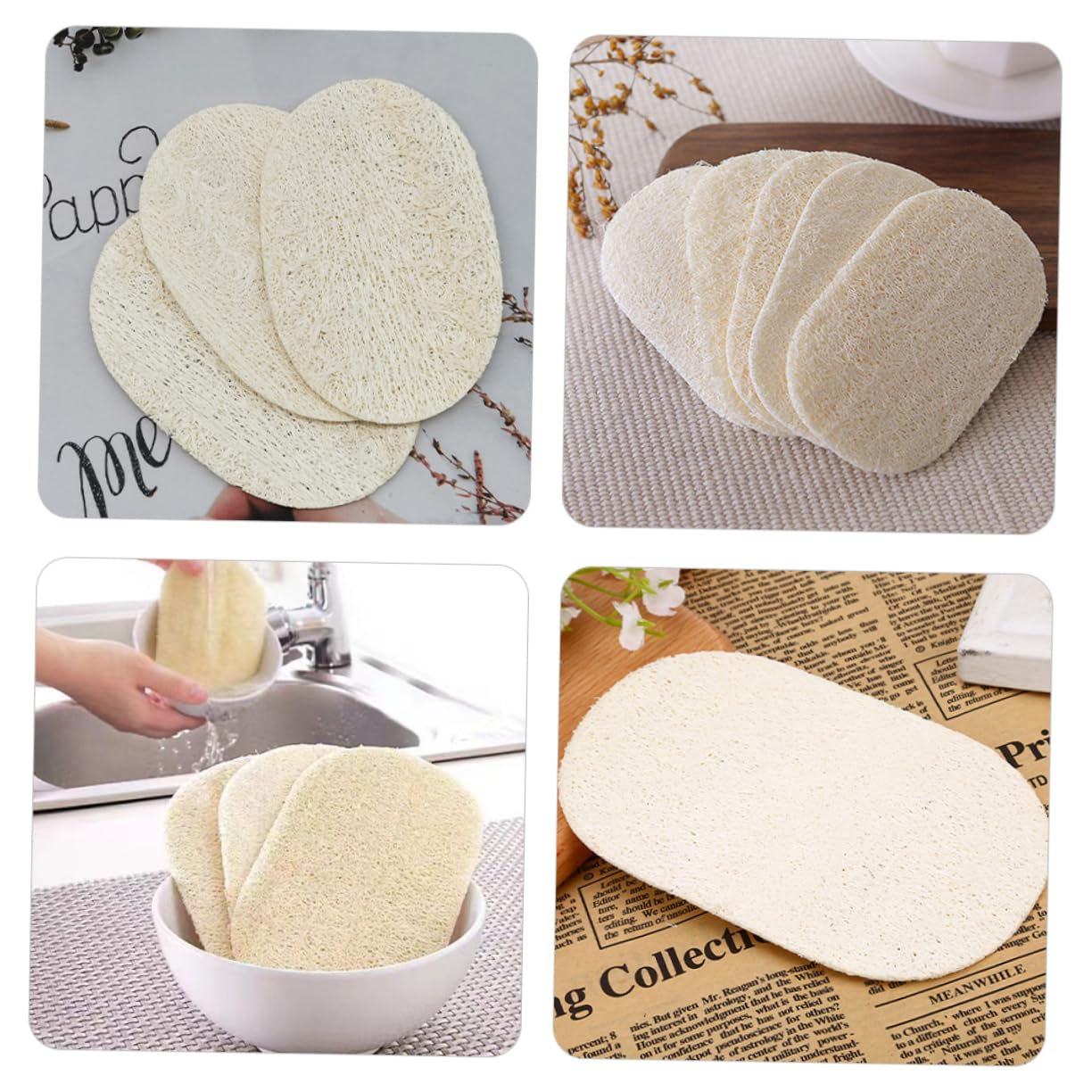 Alipis 5 Set Luffa per Lavare I Piatti Spugna della Loofah Naturale Asciugatutto Strofinaccio Cucina Strumenti per Il Lavaggio della Vasca Spugne Lavapavimenti Bianca 10 Pezzi * 5