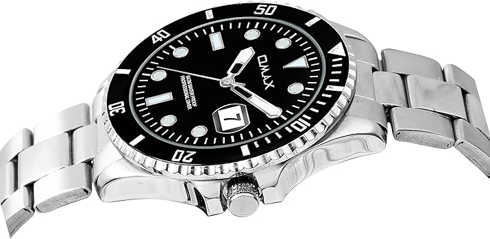 OMAX Analog Black Dial Men's Watch (Black Dial Silver Stainless