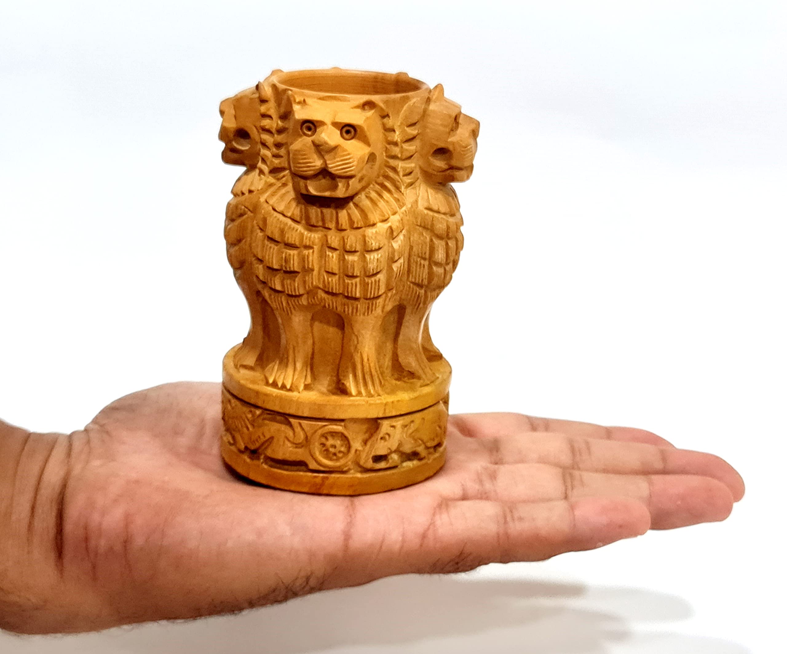 eSplanade Wooden Ashok Stambh / Ashoka Stambh (Stoop) Pillar - Pen Stand, 4 Inch Pen Stand - Image 4