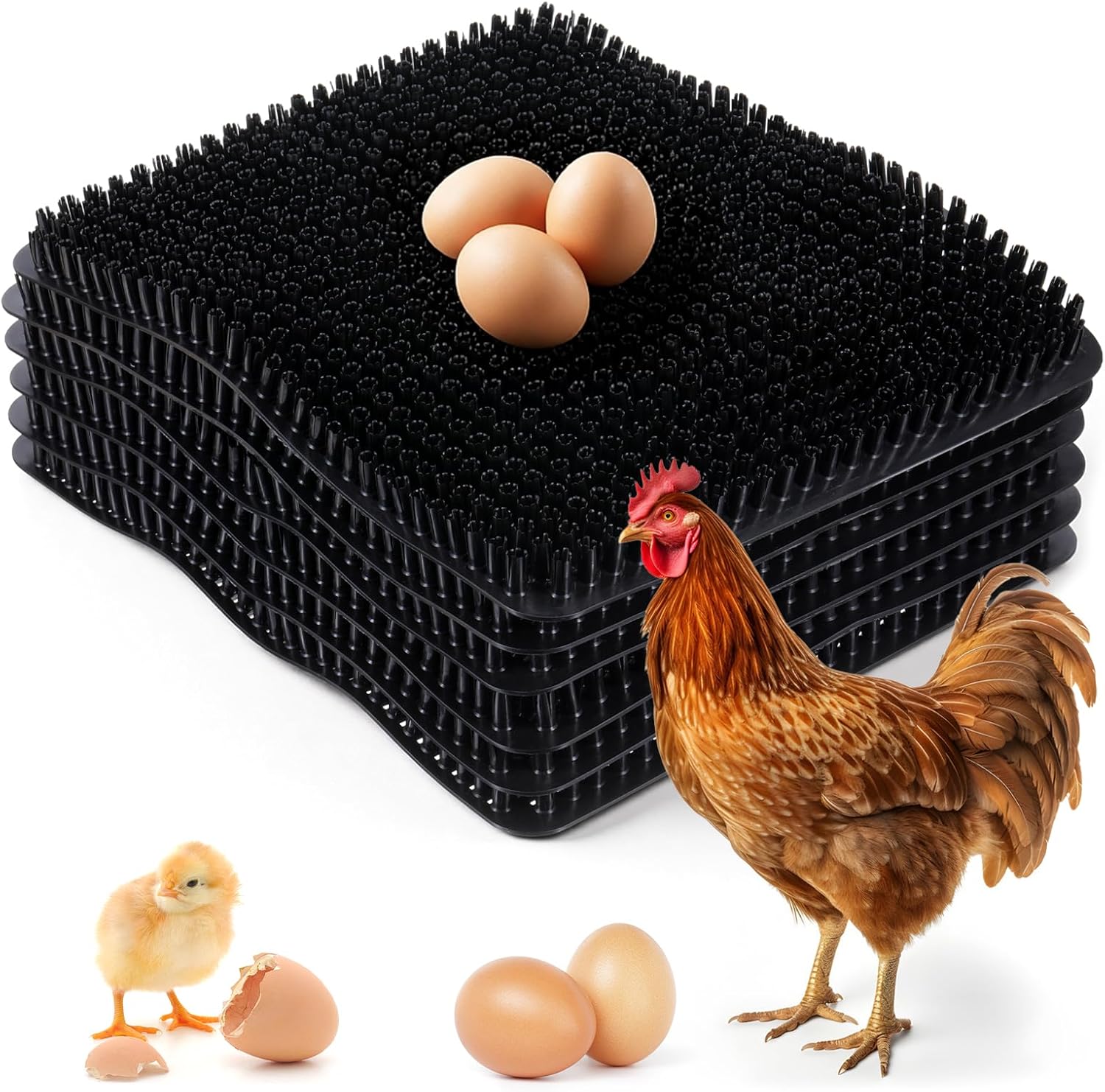 Aphumedc 6PCS Chicken Nesting Pads 12x13in - Washable Reusable Plastic Nest Box Mats for Coop Egg Laying, Durable Poultry Bedding