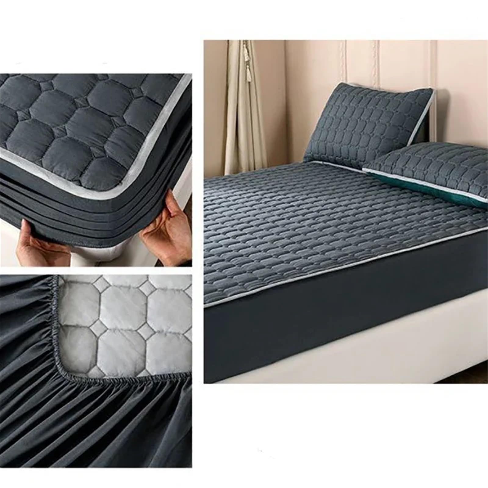Funda de colchón elástica Acolchada Gruesa, Suave y Transpirable, Antideslizante, Impermeable, sin Fundas Almohada para ColchóN(Color D,150x200x30cm)