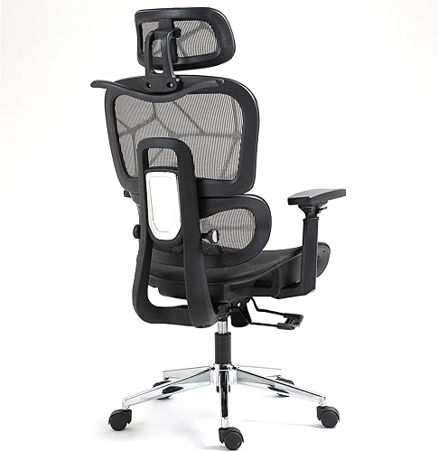 Silla de oficina ergonómica de malla con reposapiés, silla de escritorio de computadora de respaldo alto con reposacabezas y reposabrazos