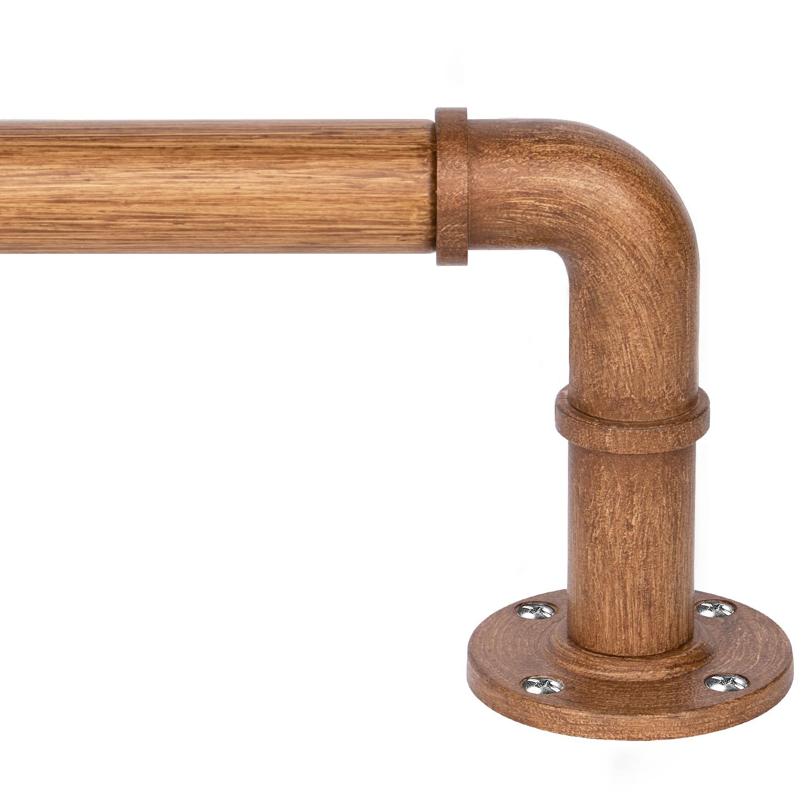 Wooden Curtain Pole 80 to 148 cm, HOTOZON 25 mm Industrial Curtain Poles for Eyelet Curtains, Extendable Metal Blackout Curtain Rod with Brackets for Bedroom, Living room